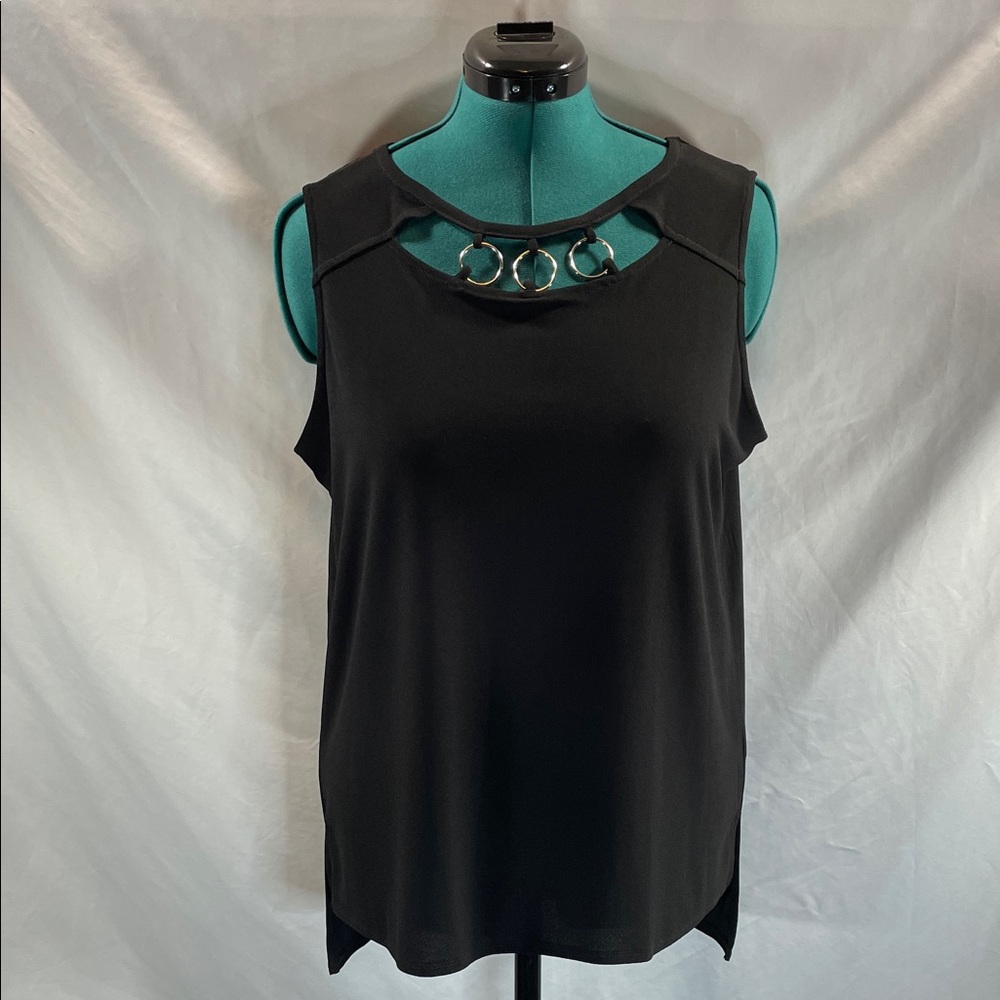 89th & Madison Elegant Black Tank with Metal Accents